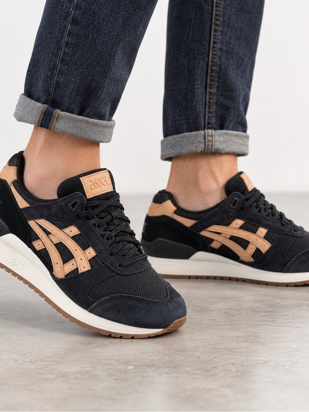 ASICS Gel Respector Veg-Tan Pack Black Tan Sneakers Men’s 9.5 H6T4L - Picture 11 of 11